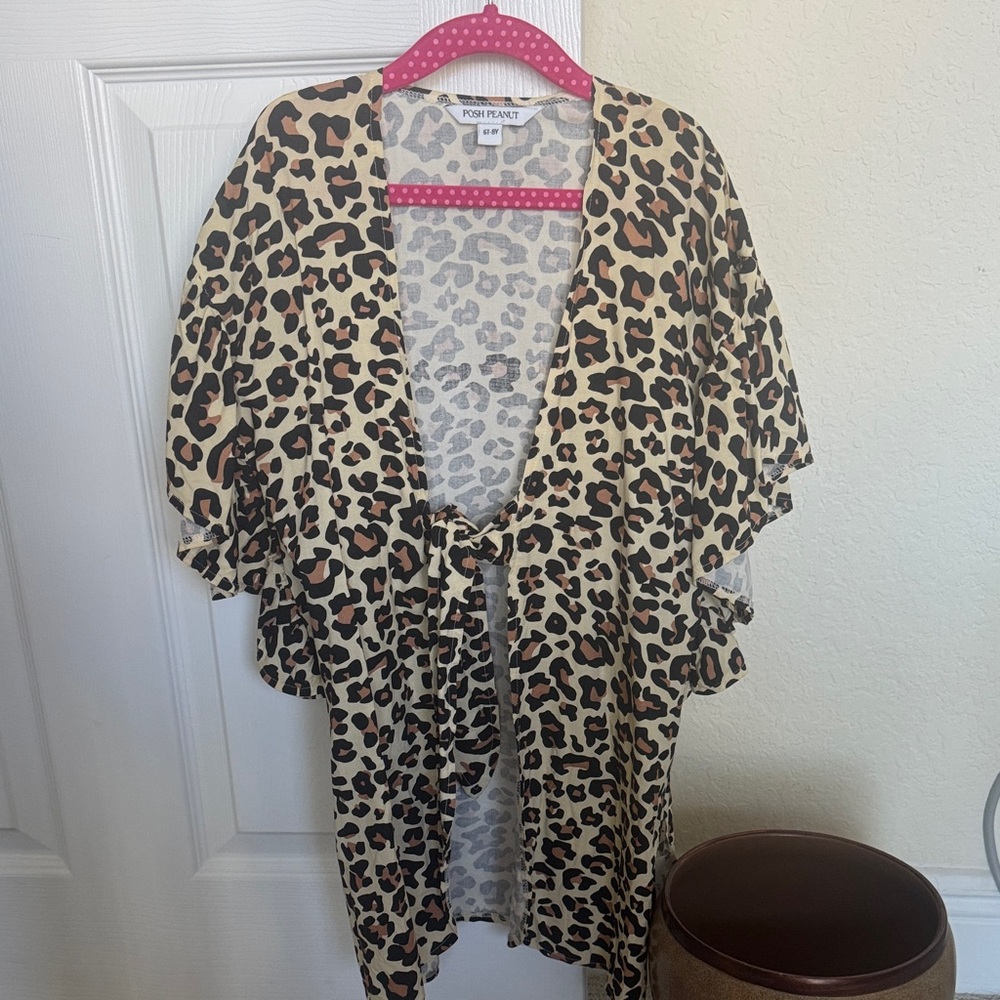 Posh Peanut Lana Leopard Print Kids Swim Coverup